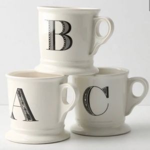 Anthropologie Monogrammed Letter Mug T Dishwasher Microwavable Safe